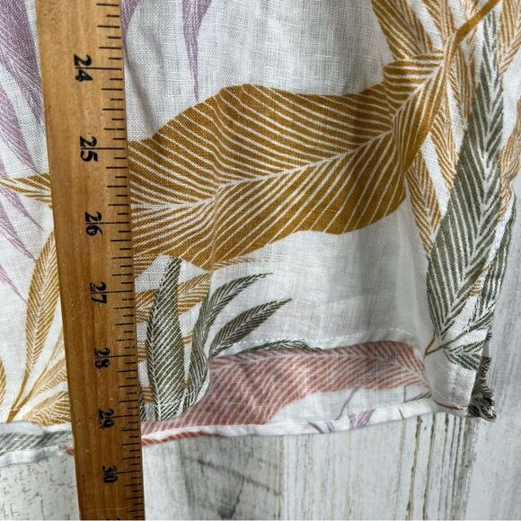 Tahari Linen Shirt Womens 1X Floral Leaves Print Long Roll Sleeve w Button Front - Picture 8 of 10